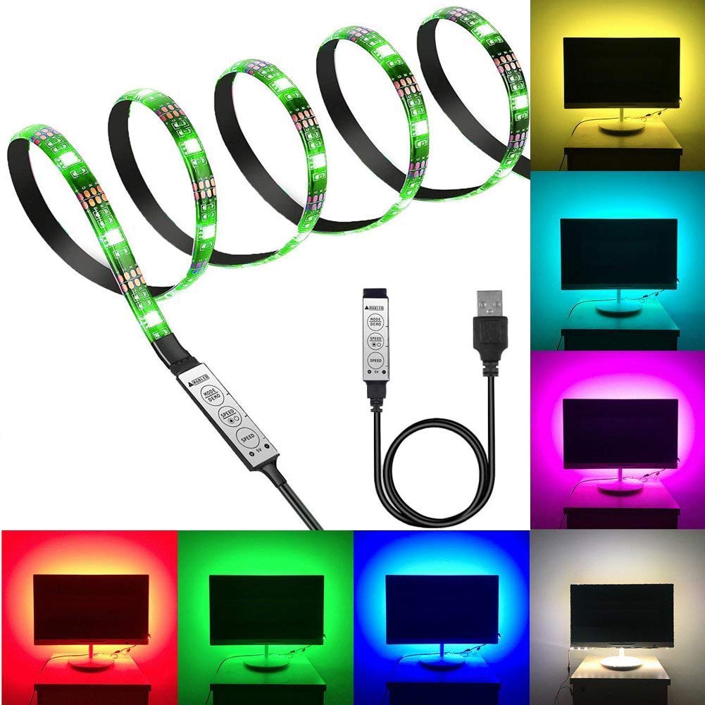 RGB LED Strip Light Kit - 1m Multi-Color Backlight for TV, PC & Decor