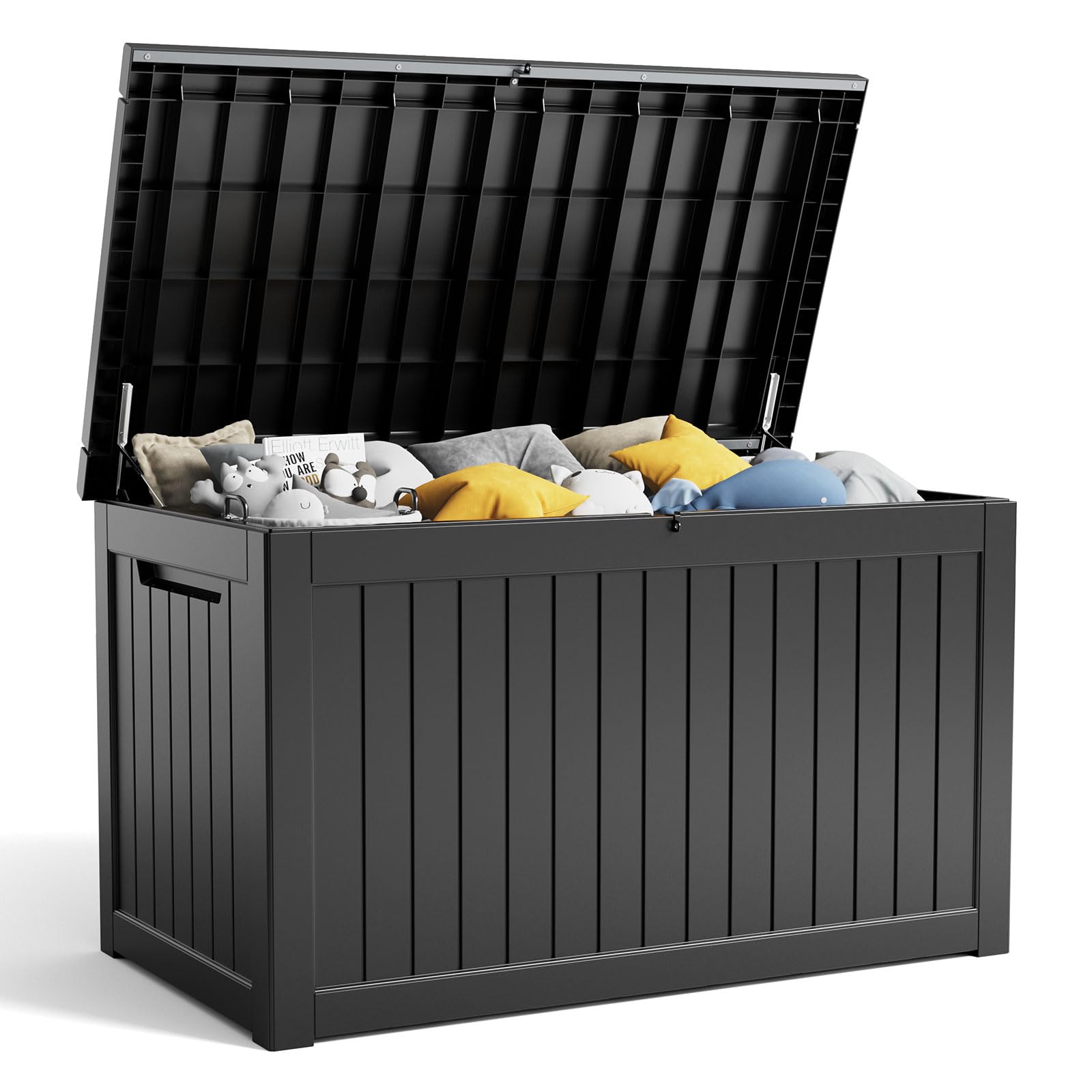 **230 Gallon XXL Large Resin Deck Box – Outdoor Lockable Storage for Patio Cushions, Pool Supplies & Garden Tools – Weatherproof & UV Resistant – Perfect for Backyard, Poolside & Garden Organization (Black)**
