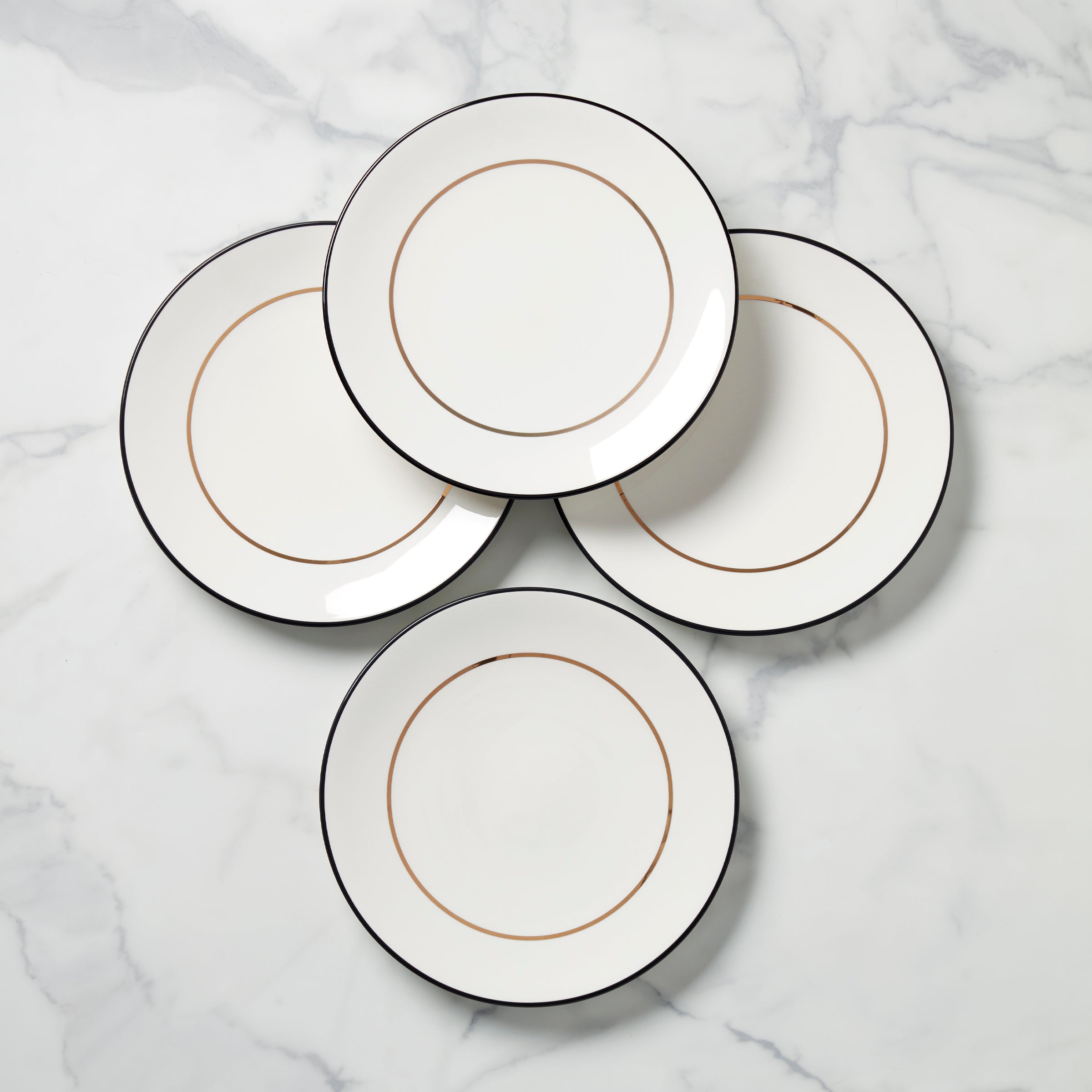 Make It Pop Dinner Plates Set of 4 - Elegant Black & Gold Ceramic Plates for Stylish Dining | Perfect for Dinner Parties, Holiday Meals & Home Decor
