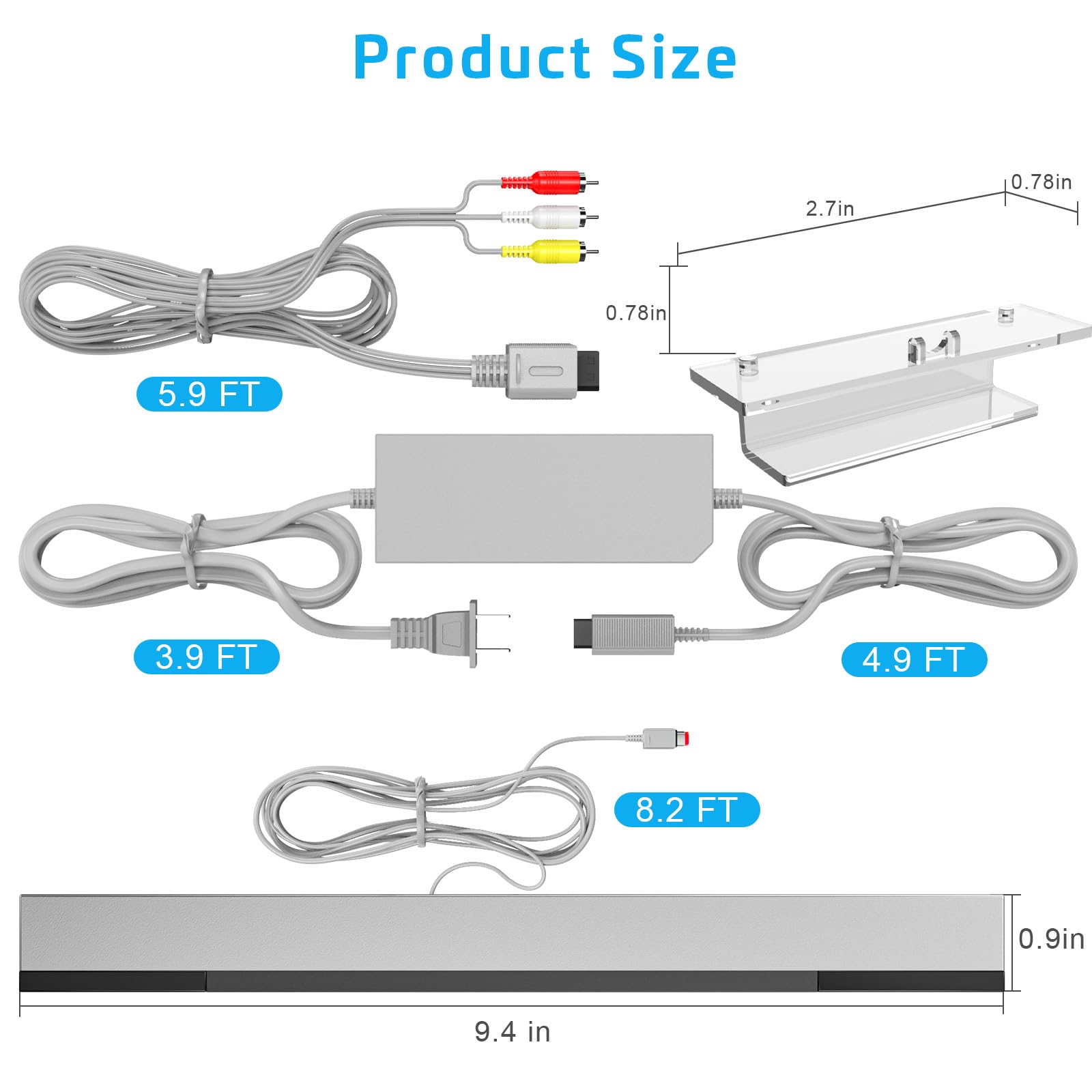 3-in-1 Wii Wired Motion Sensor Bar with AC Power Adapter & AV Cable - Compatible with Nintendo Wii (Not Wii U) | Perfect for Gaming Setup & Home Entertainment System