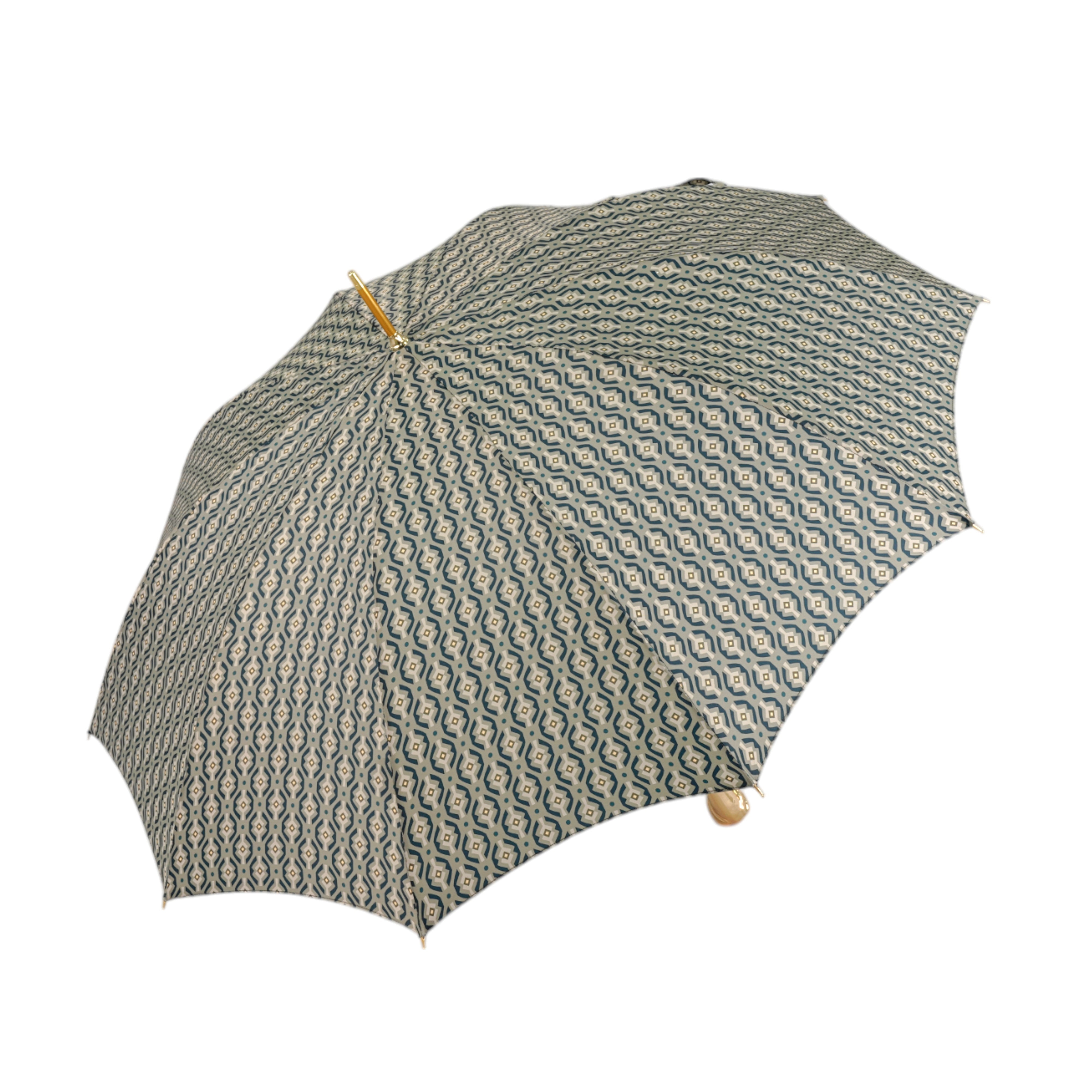 Golden Hound Umbrella - Stylish Beige Pattern with Elegant Gold Dog Handle - Perfect for Rainy Days, Outdoor Events & Fashion Accessories