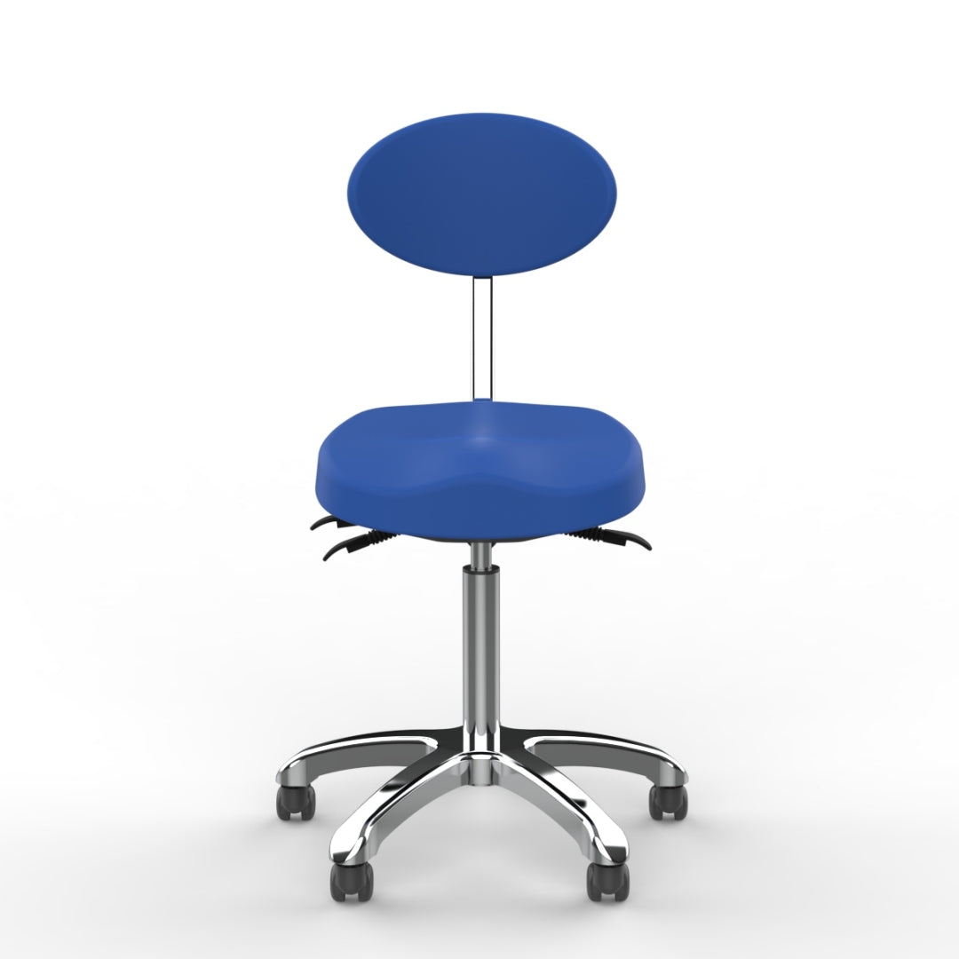 Silverfox Rolling Stool with Back Support - Adjustable Height 1025D Ergonomic Rolling Chair for Salon, Tattoo, Massage & Office Use - Heavy Duty Swivel Stool with Wheels for Beauty Professionals & Home