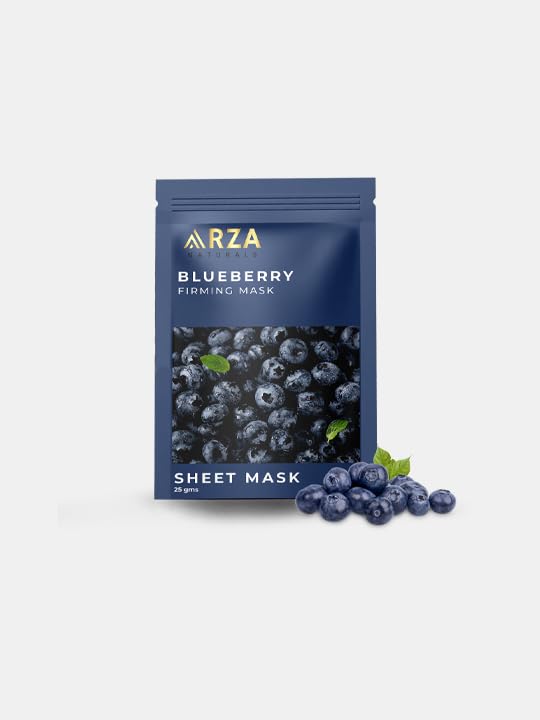 Arza Naturals Blueberry Face Sheet Mask – Hydrating & Brightening Skincare Treatment (12g) for Glowing Skin – Perfect for Spa Nights & Self-Care Routines