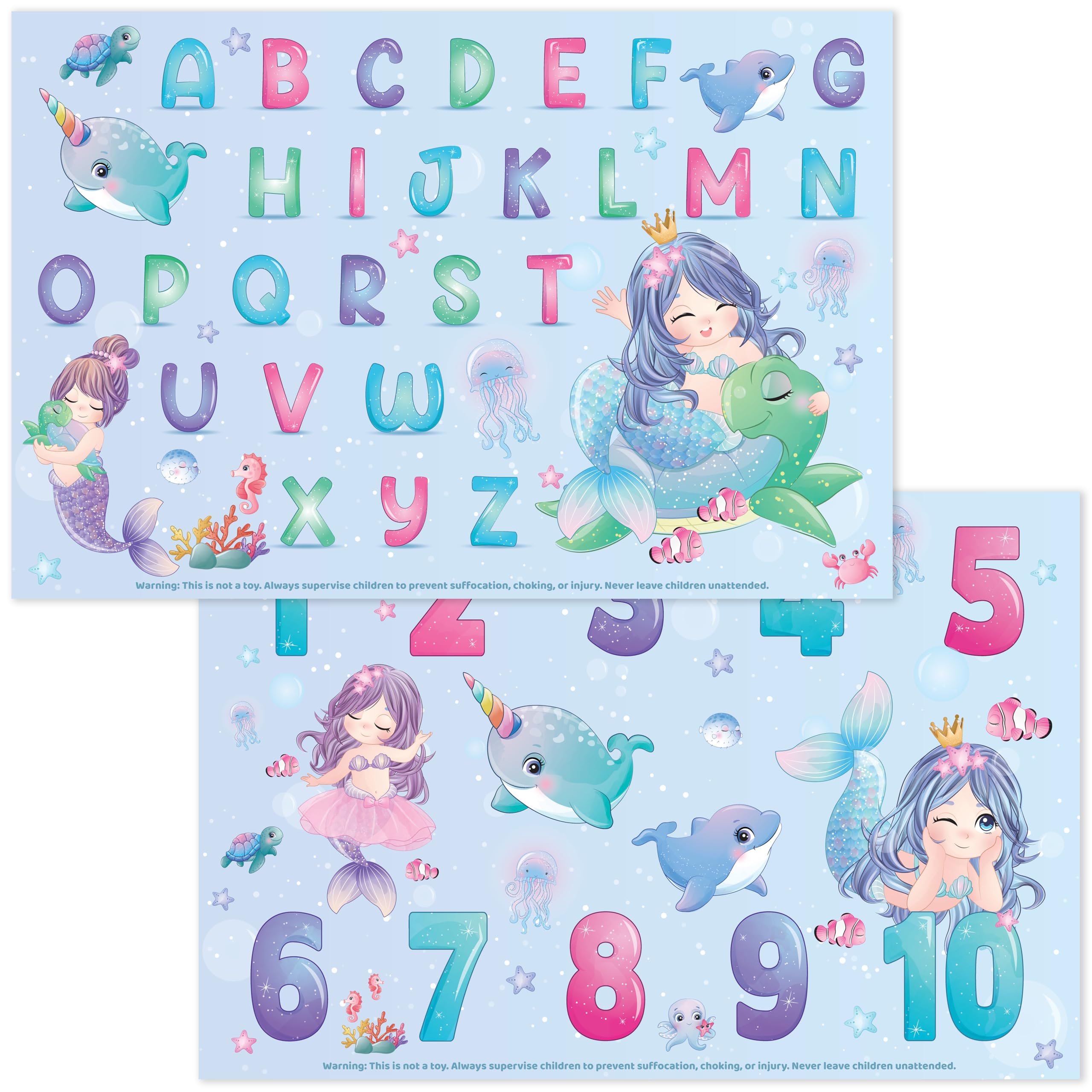 Disposable Baby Placemats for Toddlers & Kids - 40 Pack Waterproof Dining Mats for Restaurants, Travel & Home Use | Educational ABC & Numbers Design | Perfect for Mealtime Learning & On-the-Go Feeding