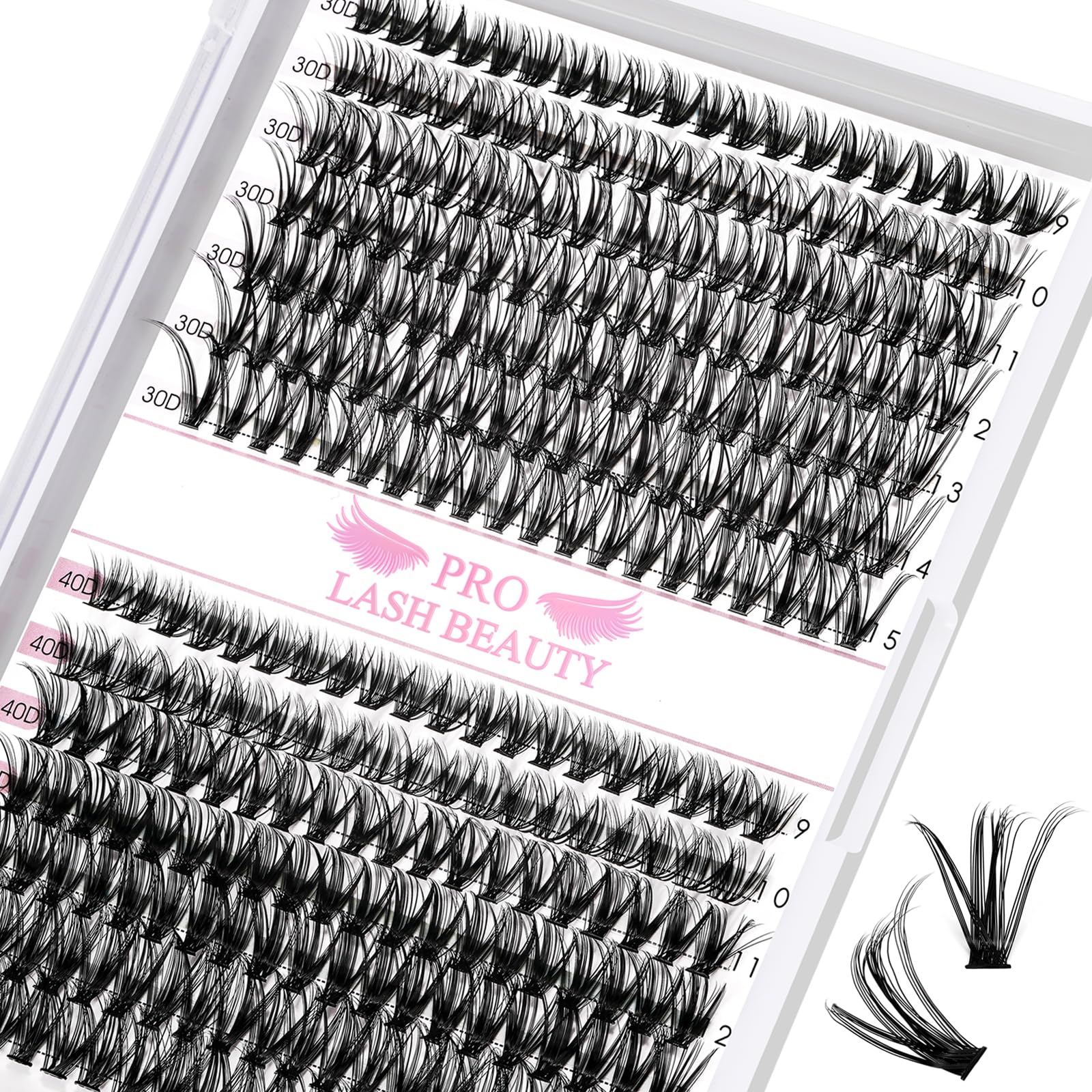 280 Pcs Individual Cluster Lashes 30D+40D D Curl 9-15mm Mix - DIY Eyelash Extension Kit for Natural Looking Volume at Home, Perfect for Daily Wear & Special Occasions