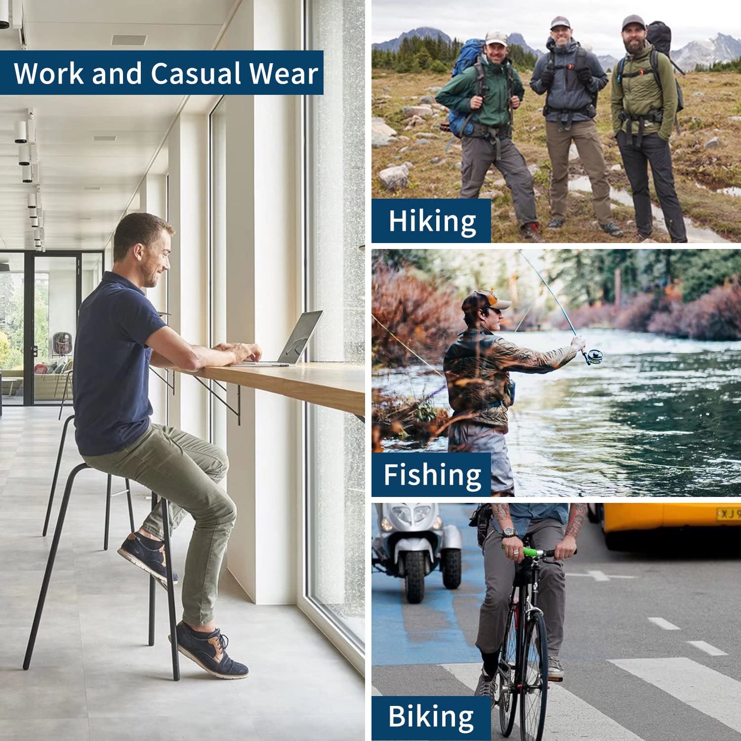 **Men's Quick Dry Waterproof Hiking Pants - Lightweight Outdoor Cargo Work & Fishing Pants with 6 Pockets & Adjustable Belt - Perfect for Camping, Trekking & Adventure Travel**