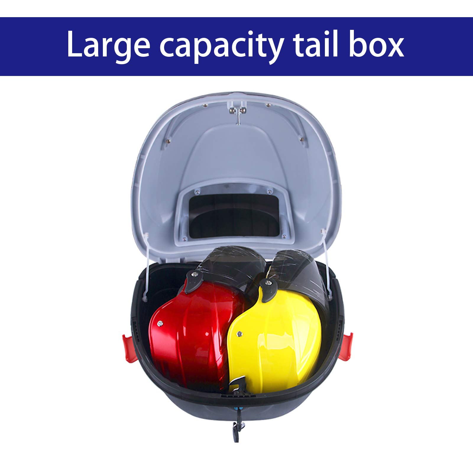 Universal 30L Motorcycle Tour Tail Box - Durable Scooter Luggage Storage & Helmet Case with Fittings - Waterproof Rear Trunk for Harley, Honda, Yamaha - Perfect for Road Trips & Commuting