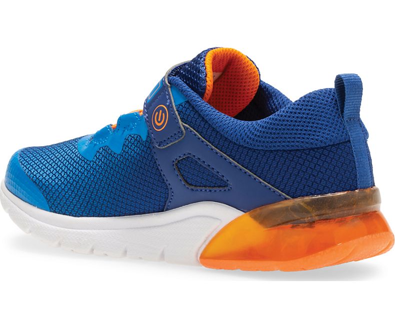 Saucony Blue & Orange Flash Glow A/C Kids Running Shoes - Lightweight Breathable Sneakers for Boys & Girls - Perfect for School, Sports & Outdoor Activities