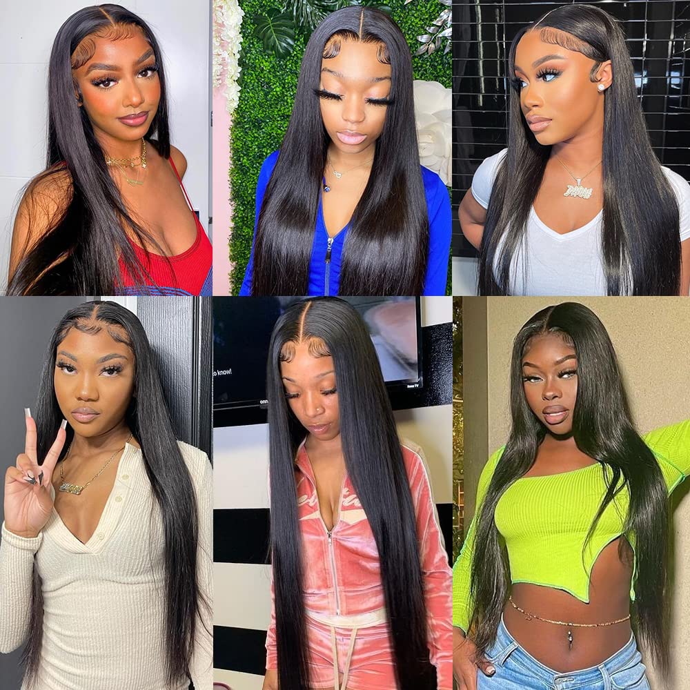 30 Inch Glueless Human Hair Wigs with Pre Plucked HD Lace Front & Bleached Knots - Straight Lace Closure Wig for Natural Look | Perfect for Daily Wear, Cosplay, and Special Occasions
