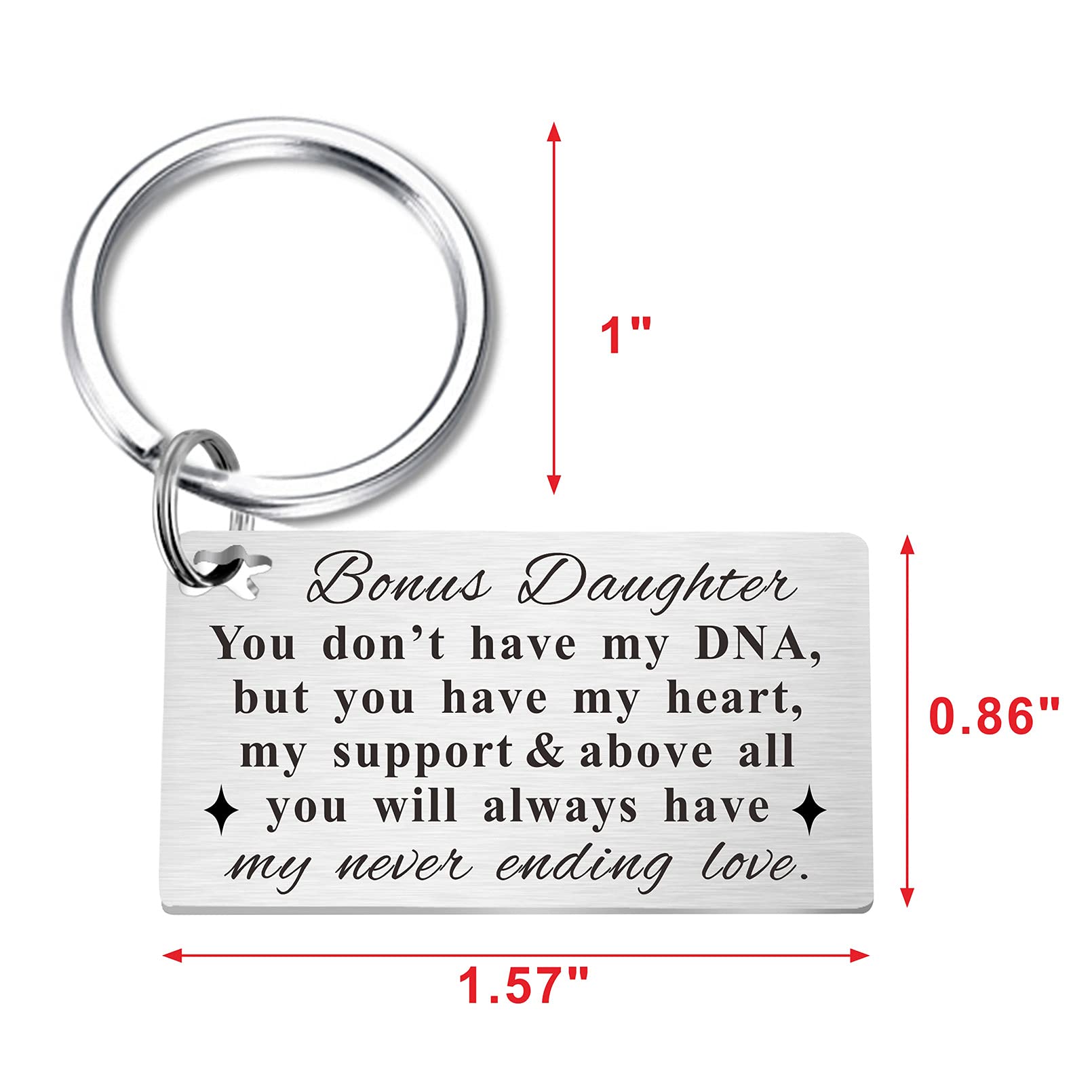 TGCNQ Bonus Daughter Gifts - Stepdaughter Keychain Keepsake for Special Occasions | Thoughtful Present for Birthdays, Christmas & Mother's Day