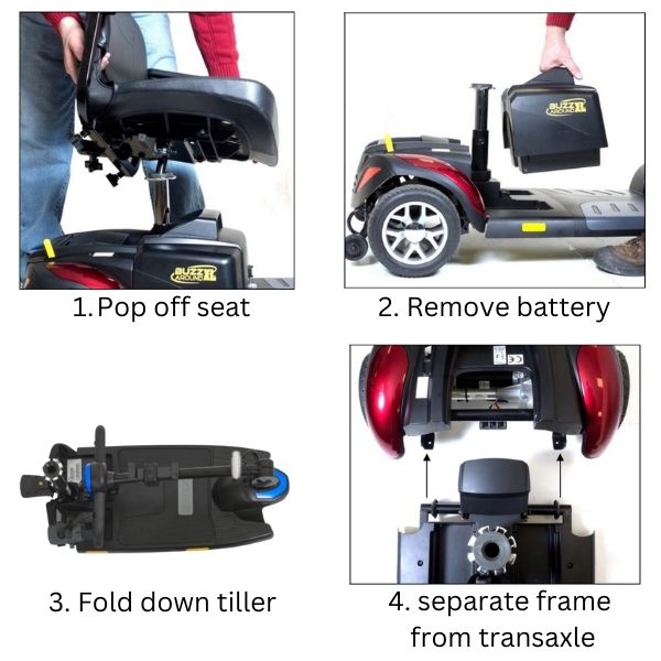 Golden Technologies Buzzaround XL 3-Wheel Mobility Scooter - Lightweight & Portable Electric Scooter for Adults & Seniors - Ideal for Shopping, Travel & Outdoor Activities