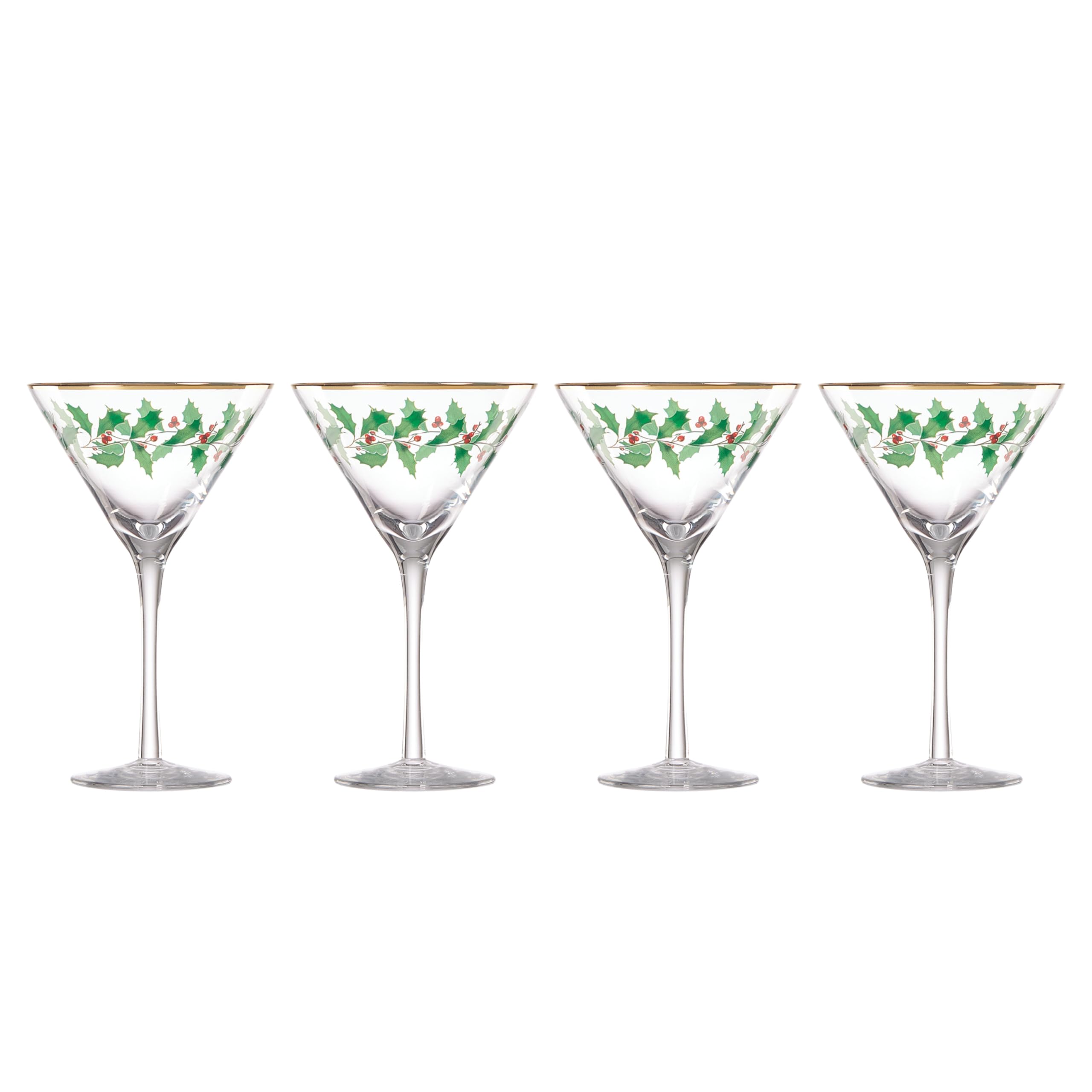 Lenox 893570 4-Piece Holiday Martini Glass Set - Elegant Christmas Dinnerware for Festive Entertaining & Hosting - Perfect for Cocktail Parties, Christmas Celebrations & New Year's Eve Gatherings
