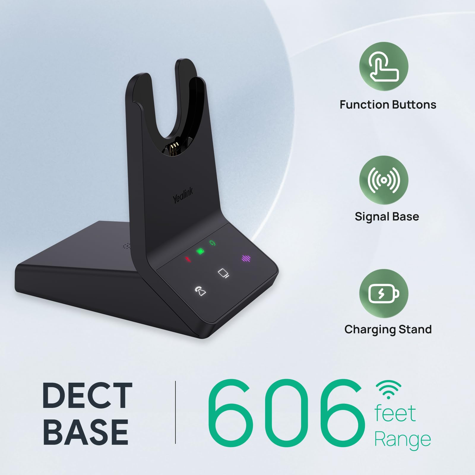 Yealink WH64 Wireless Headset - DECT & Bluetooth Dual-Mode Headphones with 606ft Range | Noise Cancelling Mic for Zoom, Teams, Skype Calls | 32H Talk Time Office Headset for Desk Phone, PC, Cell Phone | Perfect for Remote Work, Call Centers & Home Office