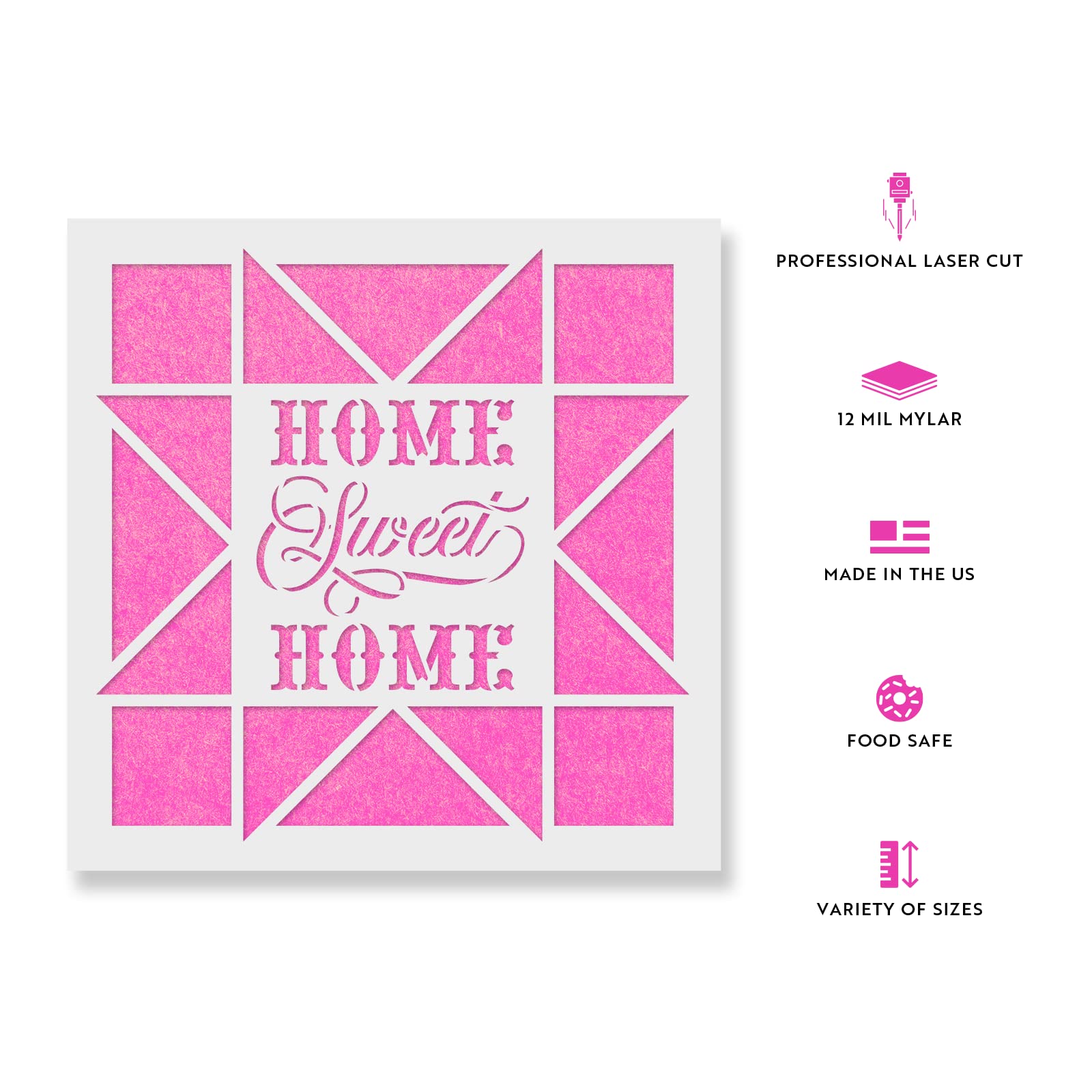 Home Sweet Home Barn Quilt Stencil - DIY Wooden Sign Art Template for Country Decor, Wall Painting & Craft Projects | Perfect for Farmhouse, Rustic Home Decor & Gift Making