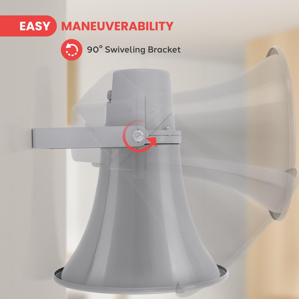 11'' Indoor Outdoor PA Horn Speaker - High Power Weatherproof Loudspeaker for Public Address, Events, and Emergency Announcements