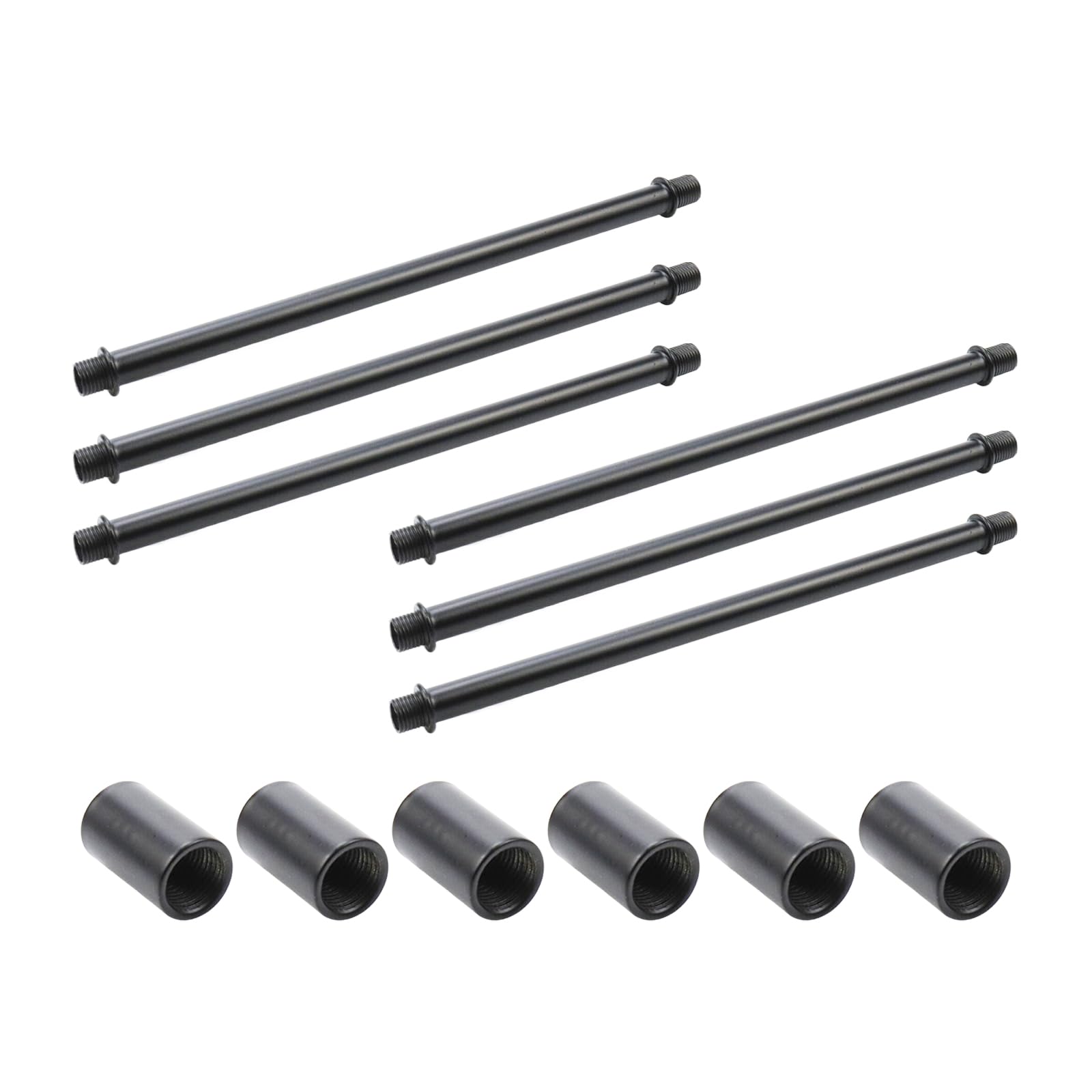 KUMGROT 6-Pack Black Finish Lamp Rod Kit with Connectors - 11.81