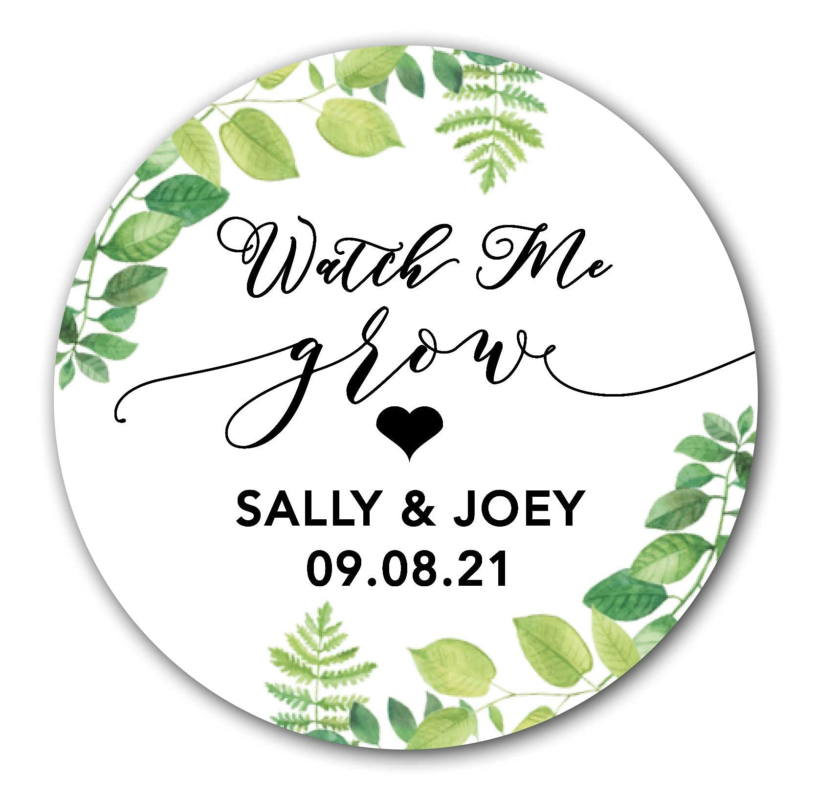 Watch Me Grow Stickers - Greenery Wedding Favors for Bridal Showers & Succulent Gifts
