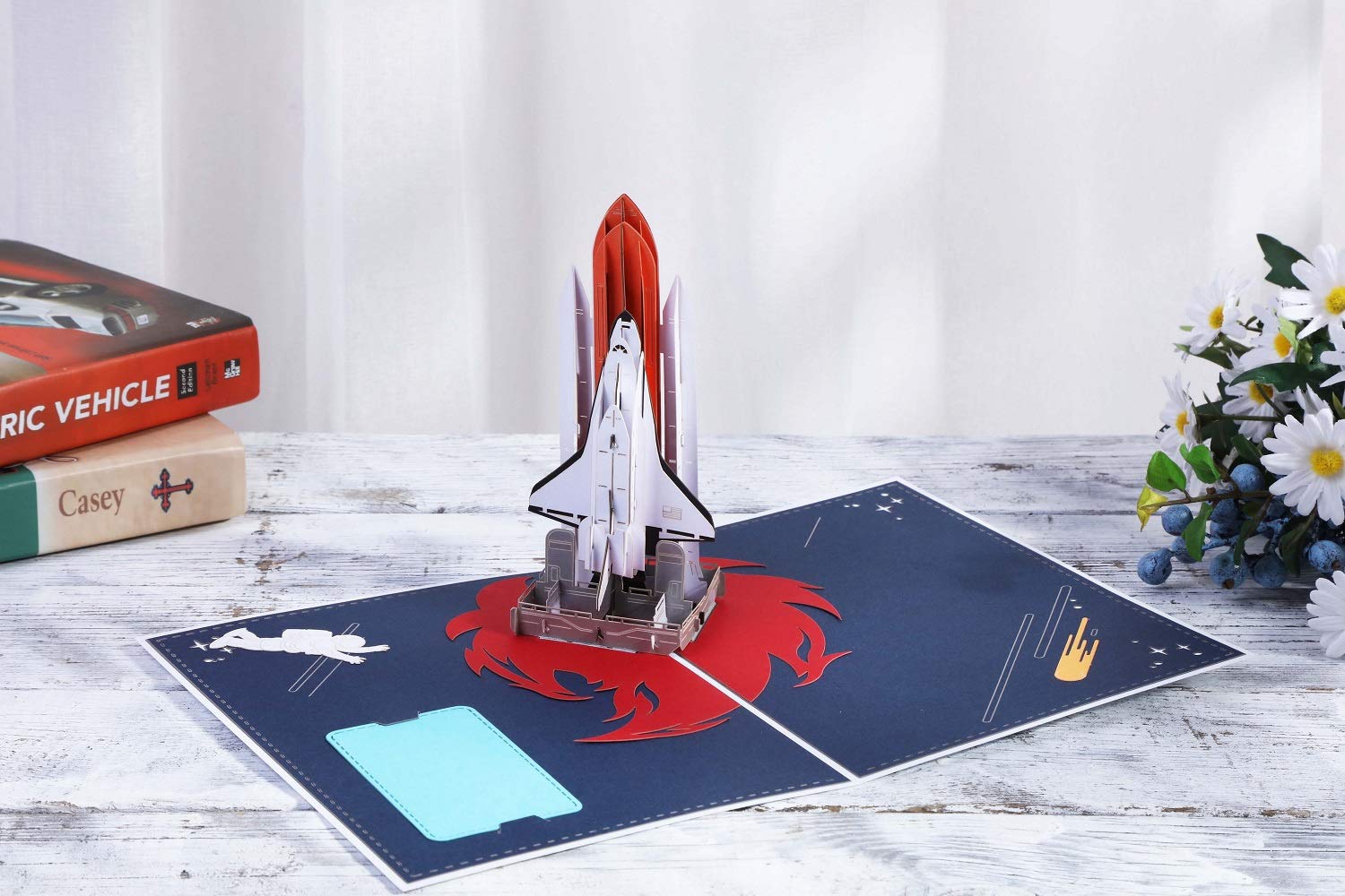 3D Pop Up Space Birthday Thank You Cards - Spaceship Launching Encouragement Greeting Card for Graduation, Birthday Gifts (Blue) | Perfect for Space-Themed Parties, Graduation Celebrations & Special Occasions