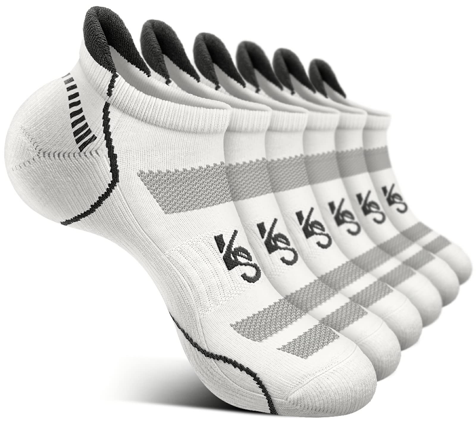 BULLIANT Women's Athletic Ankle Socks 6-Pack - No Show Cushioned for Running & Walking with Arch Support - Gym & Daily Wear