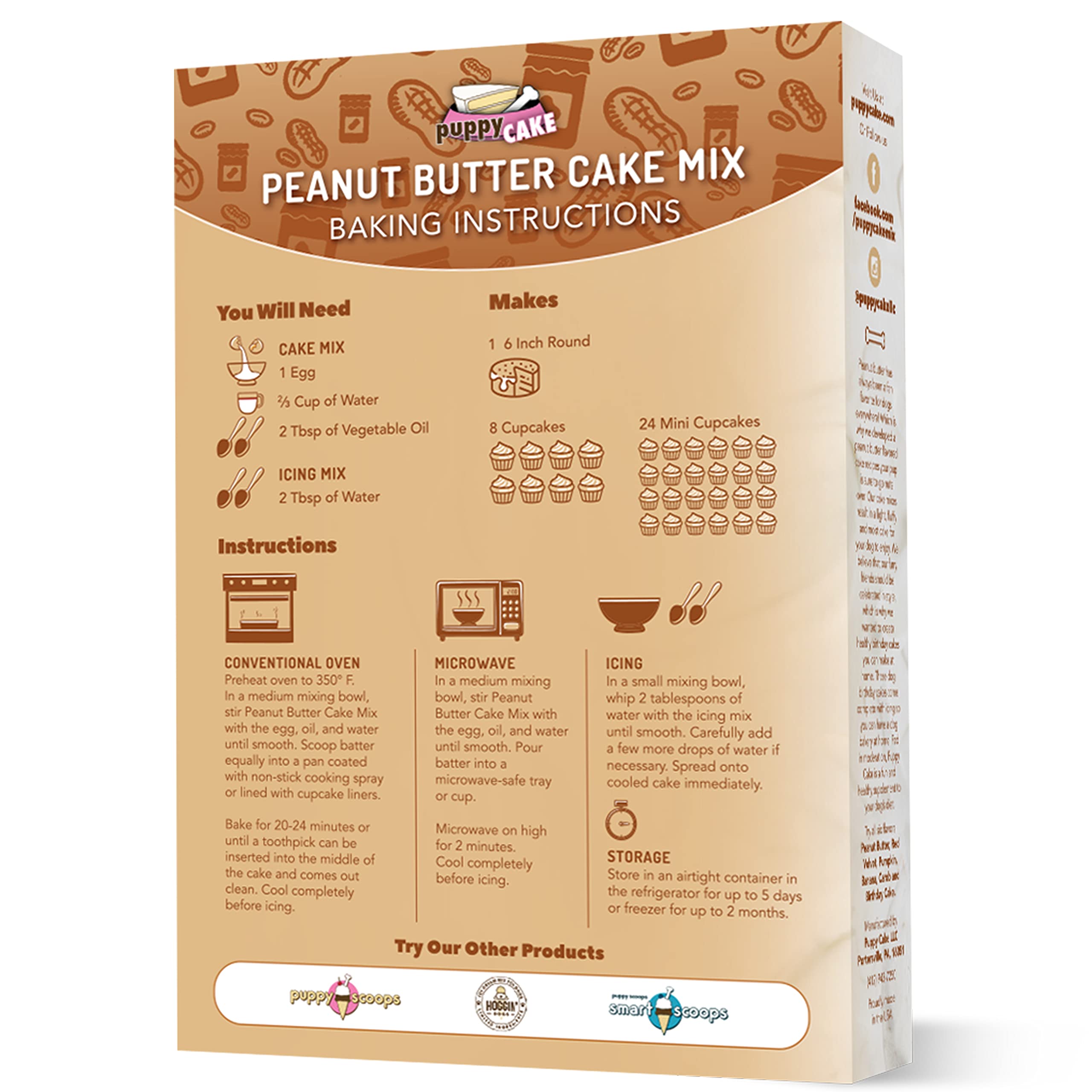 **Puppy Cake - Wheat-Free Dog Birthday Cake Mix with Peanut Butter Flavor & Icing - Easy to Bake or Microwave - Natural Ingredients - Made in USA - Perfect for Dog Parties & Special Occasions**