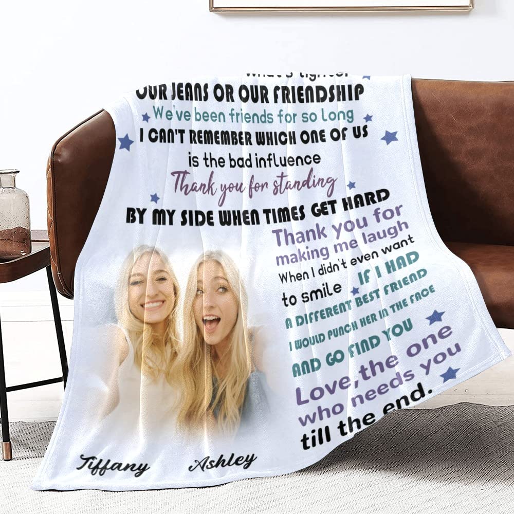 Personalized Best Friend Blanket with Name - Unique Birthday Gift for Women, BFF Friendship Gift for Her - Perfect for Anniversaries, Christmas, and Cozy Nights Together