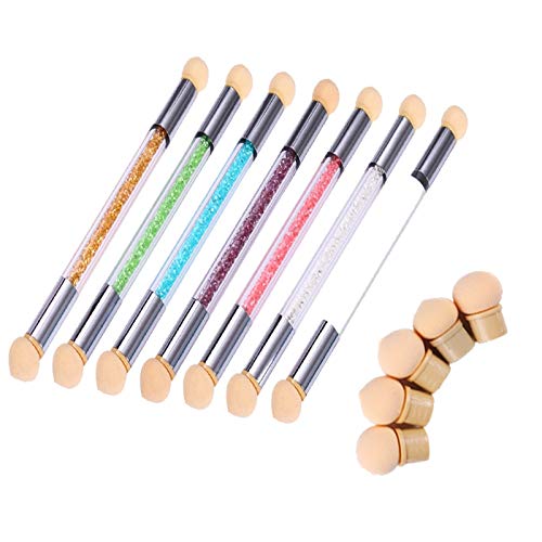 Dual-Ended Nail Art Brushes with Stamper & Blooming Pencil - 5pcs Colorful Rhinestone Handle Nail Polish Tools for Professional & DIY Manicures - Perfect for Salon, Home Use & Nail Art Enthusiasts