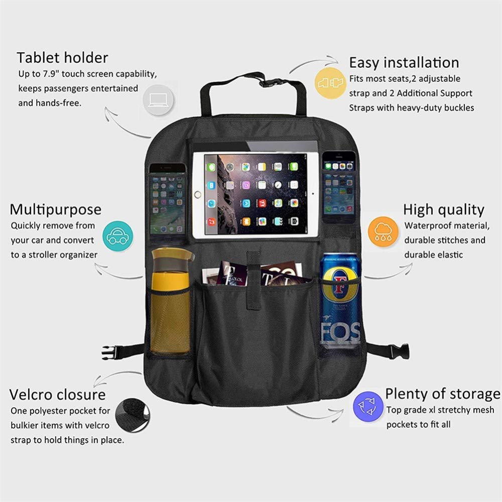 2 Pack Car Back Seat Organizer for Kids - Waterproof Auto Storage Organizer with Pockets, Child Seat Protector & Interior Accessories | Perfect for Road Trips, School Commute & Family Travel