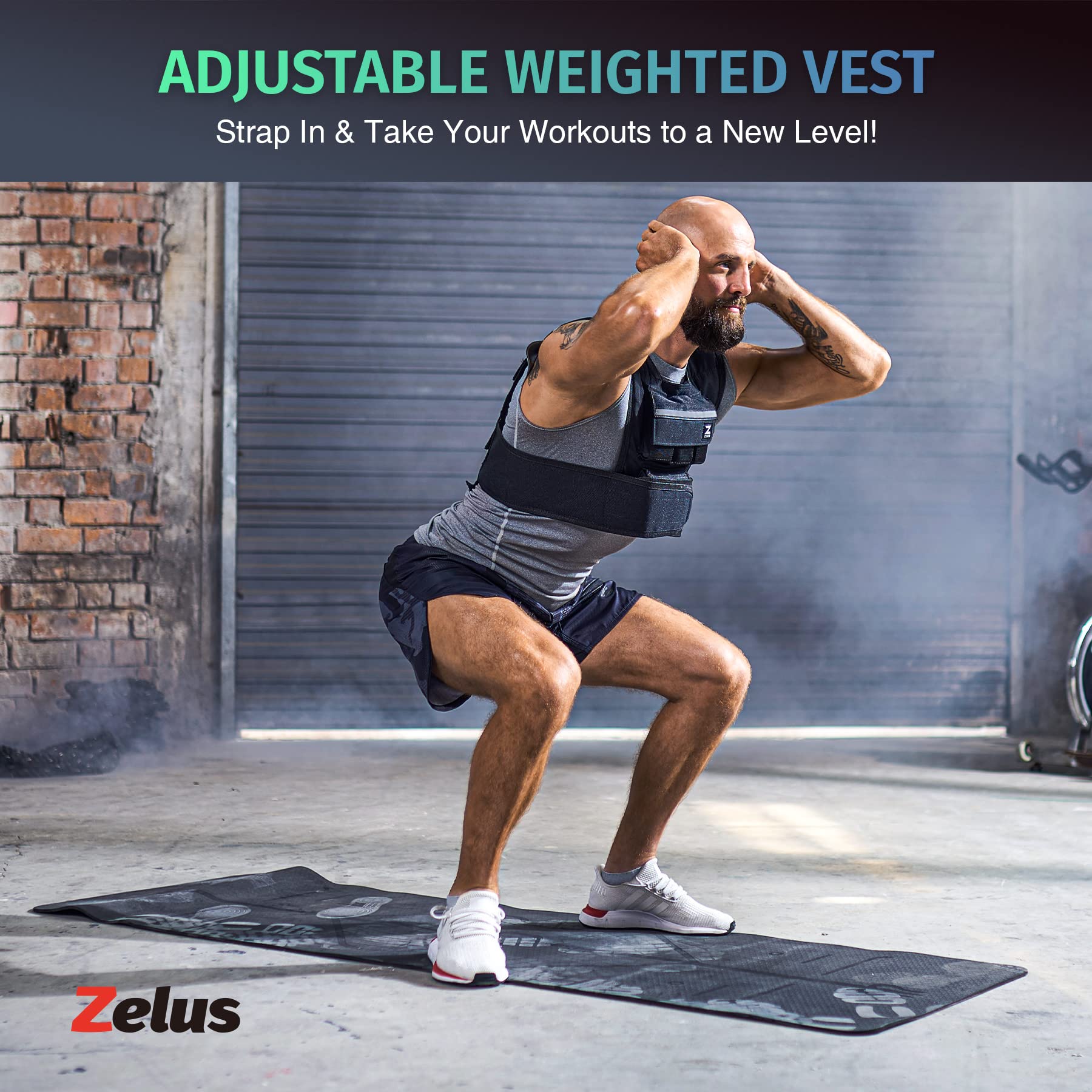 ZELUS Adjustable Weighted Vest 23lb/30lb/60lb for Men - Strength Training, Cardio Workouts & Weight Loss - Perfect for Home Gym, Running & Fitness Training