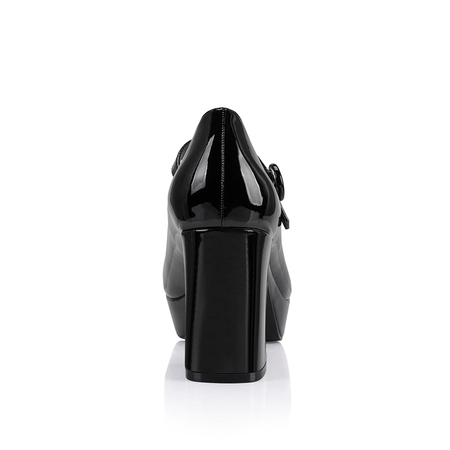 Hennessy Black Patent Mary Jane Platform Shoes - Stylish & Comfortable Women's Heels for Work, Party & Everyday Wear