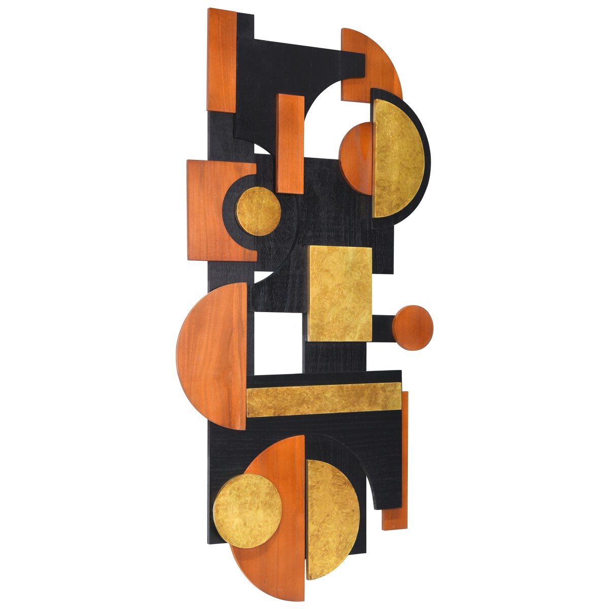 Handmade Dimensional Solid Paulownia Wood Abstract Wall Art - Amber Embraces Collection - Perfect for Living Room, Bedroom & Office Decor