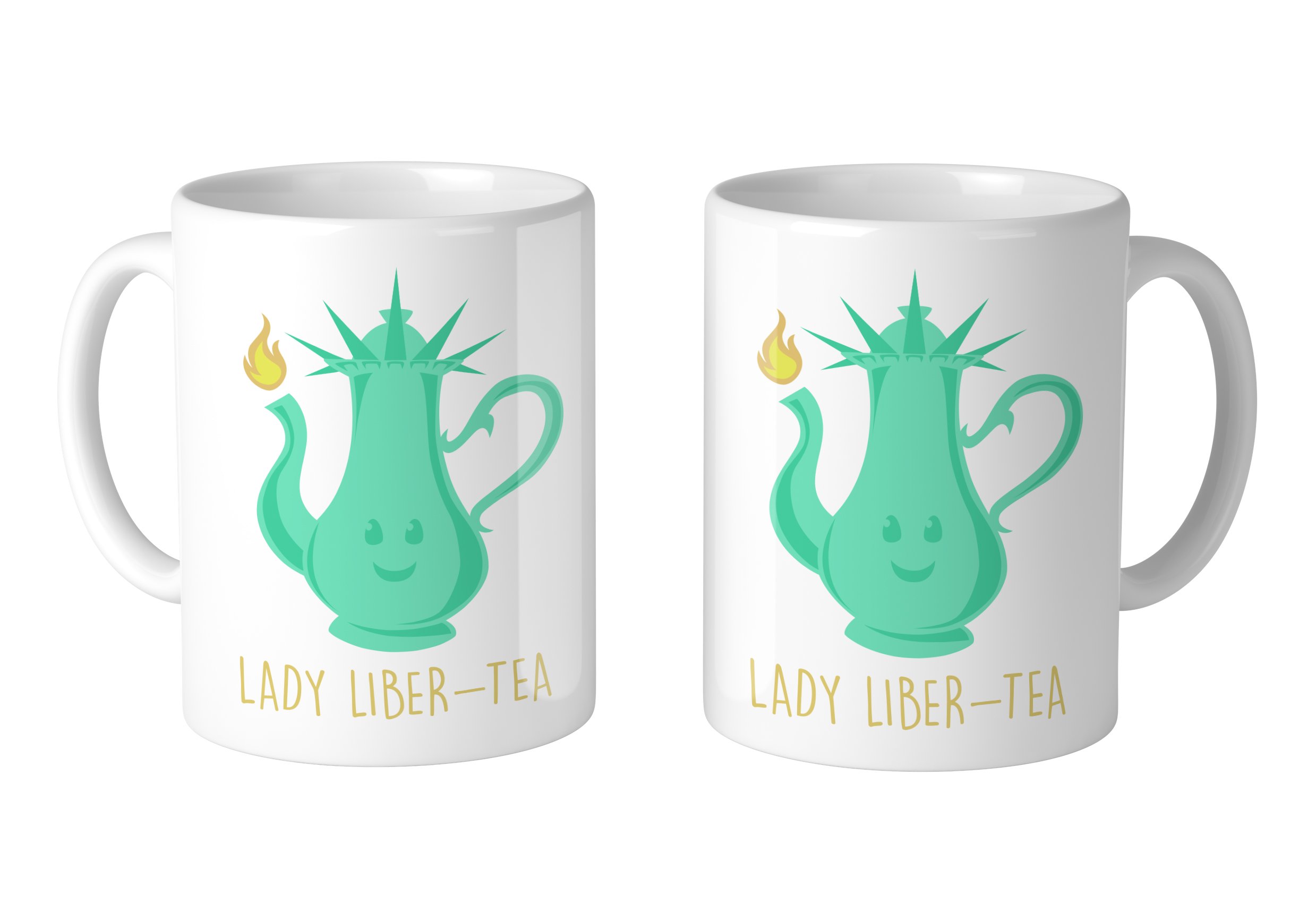Lady Liber-Tea 11 oz. Ceramic Coffee Mug Set of 2 - Patriotic American Flag Design, Perfect for Tea & Coffee Lovers - Ideal for Home, Office, or Gift Giving