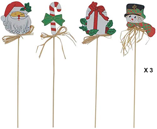 3 Pack Christmas Yard Decorations - Santa Claus, Candy Cane & Snowman Garden Stakes for Flower Pots, Lawn & Holiday Display | Perfect for Front Yard, Porch & Winter Festival Decor