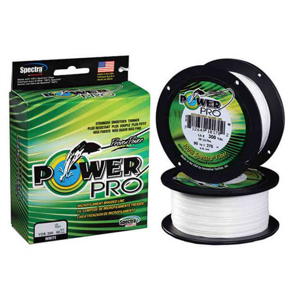 Power Pro 300-Yard White Spectra Braided Fishing Line - High Strength, Low Visibility for Saltwater & Freshwater Fishing