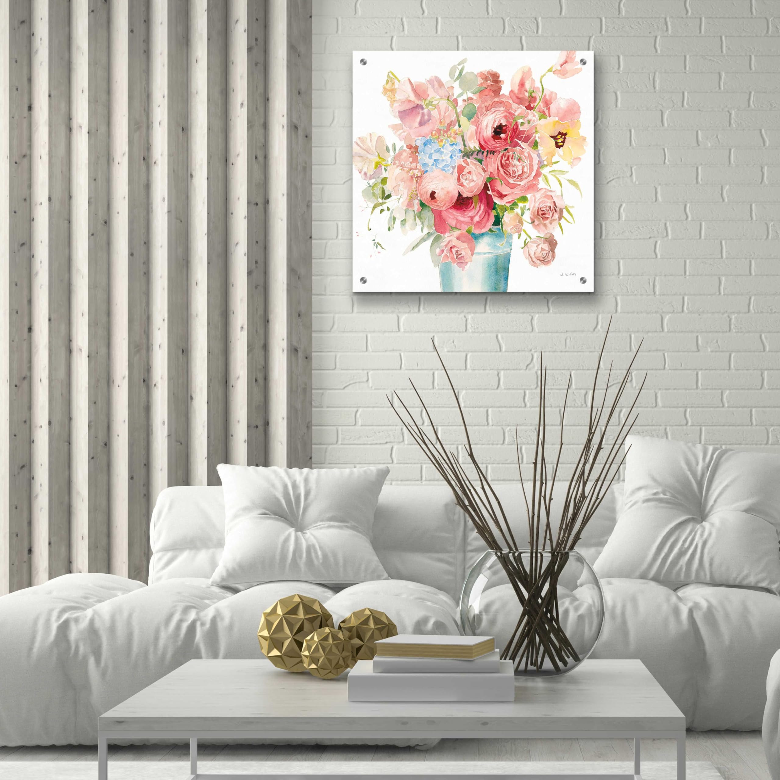 Boho Bouquet VII Acrylic Glass Wall Art by James Wiens - 24x24 Inch Modern Abstract Painting for Living Room, Bedroom & Office Decor