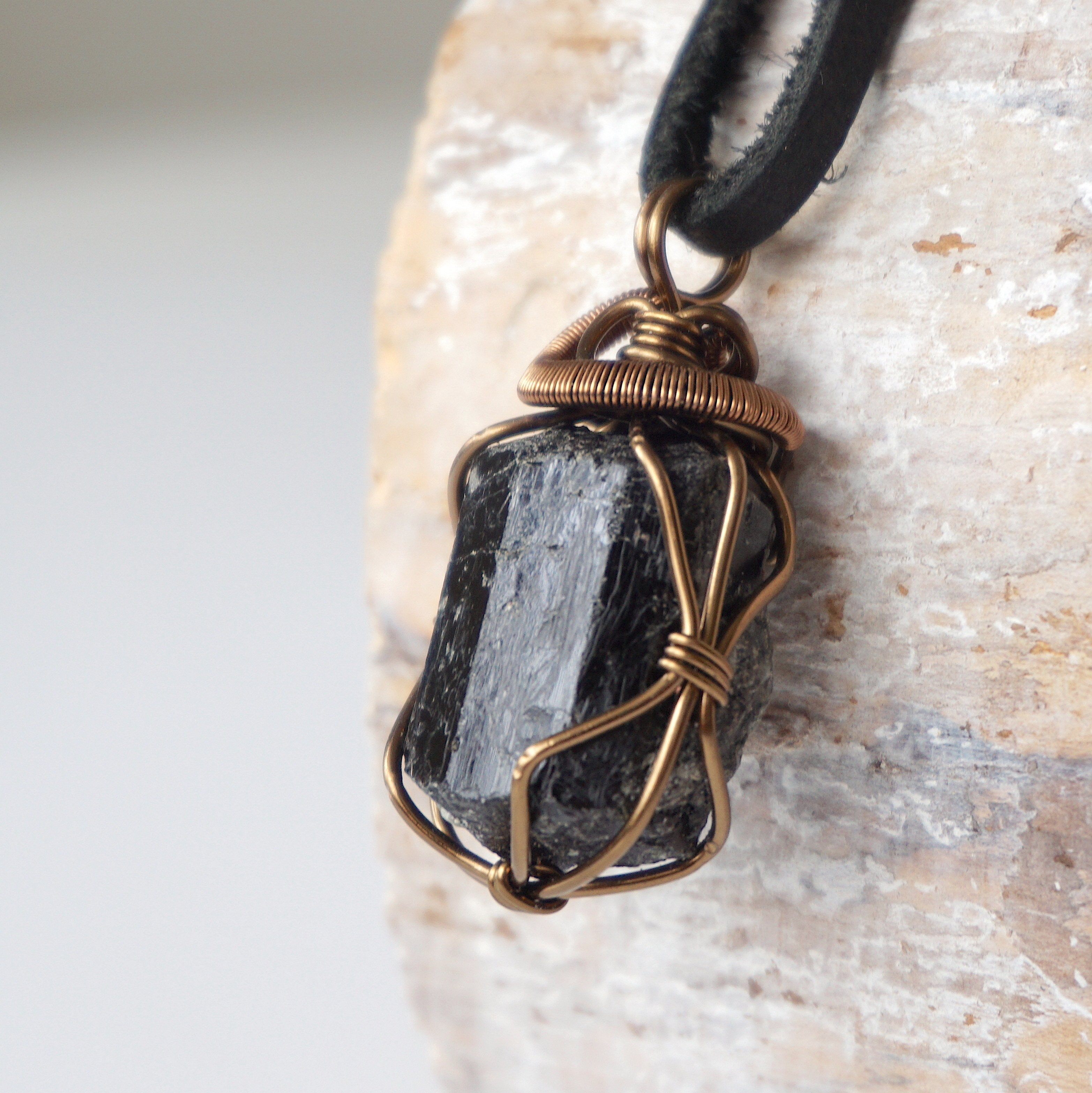 Raw Black Tourmaline Necklace with Antique Bronze Pendant - Natural Healing Crystal Jewelry for Protection, Grounding & Positive Energy | Perfect for Meditation, Yoga & Spiritual Gifts