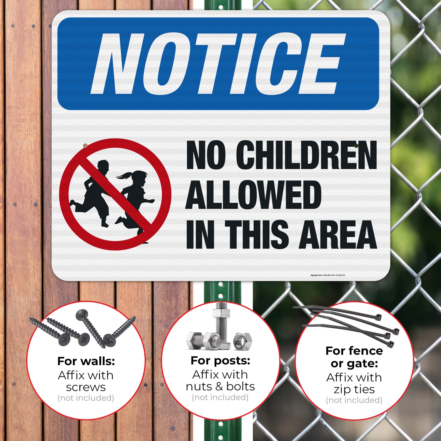 No Children Allowed OSHA Sign - 24x30 Inches 3M EGP Reflective Aluminum Safety Sign - .080 Thick Fade-Resistant Indoor/Outdoor Warning Sign - Made in USA - Perfect for Construction Sites, Warehouses & Restricted Areas