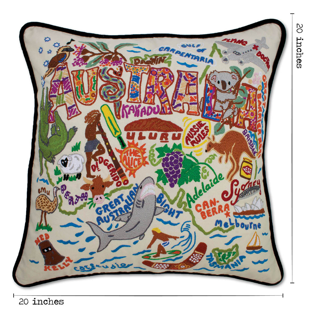 Hand Embroidered Australian Pillow Covers - Boho Home Decor for Living Room, Bedroom & Sofa