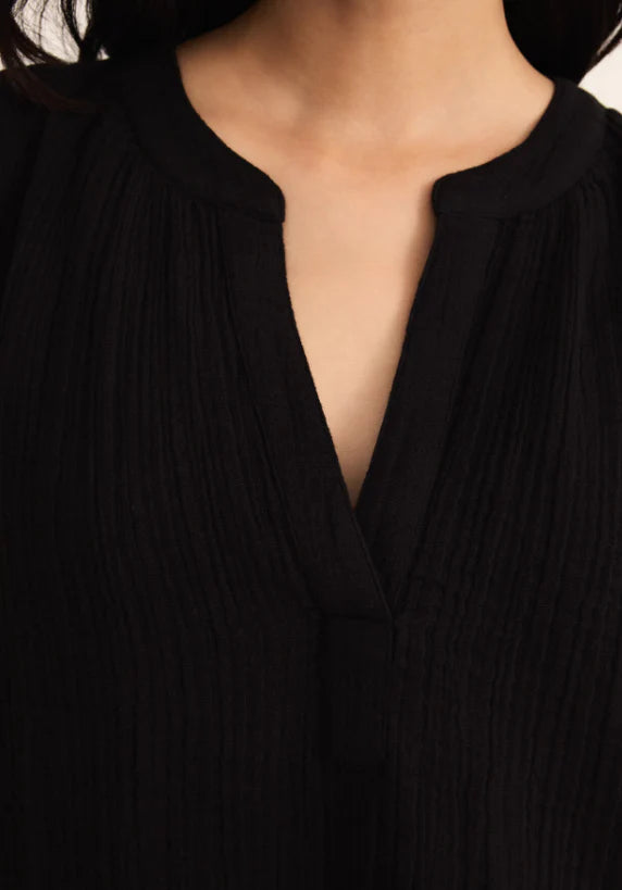 Z Supply Cliffside V Neck T-Shirt for Women - Soft Cotton Blend in Iced Coffee & Black Colors | Casual Everyday Wear, Layering Essential, Perfect for Work & Weekend Outfits