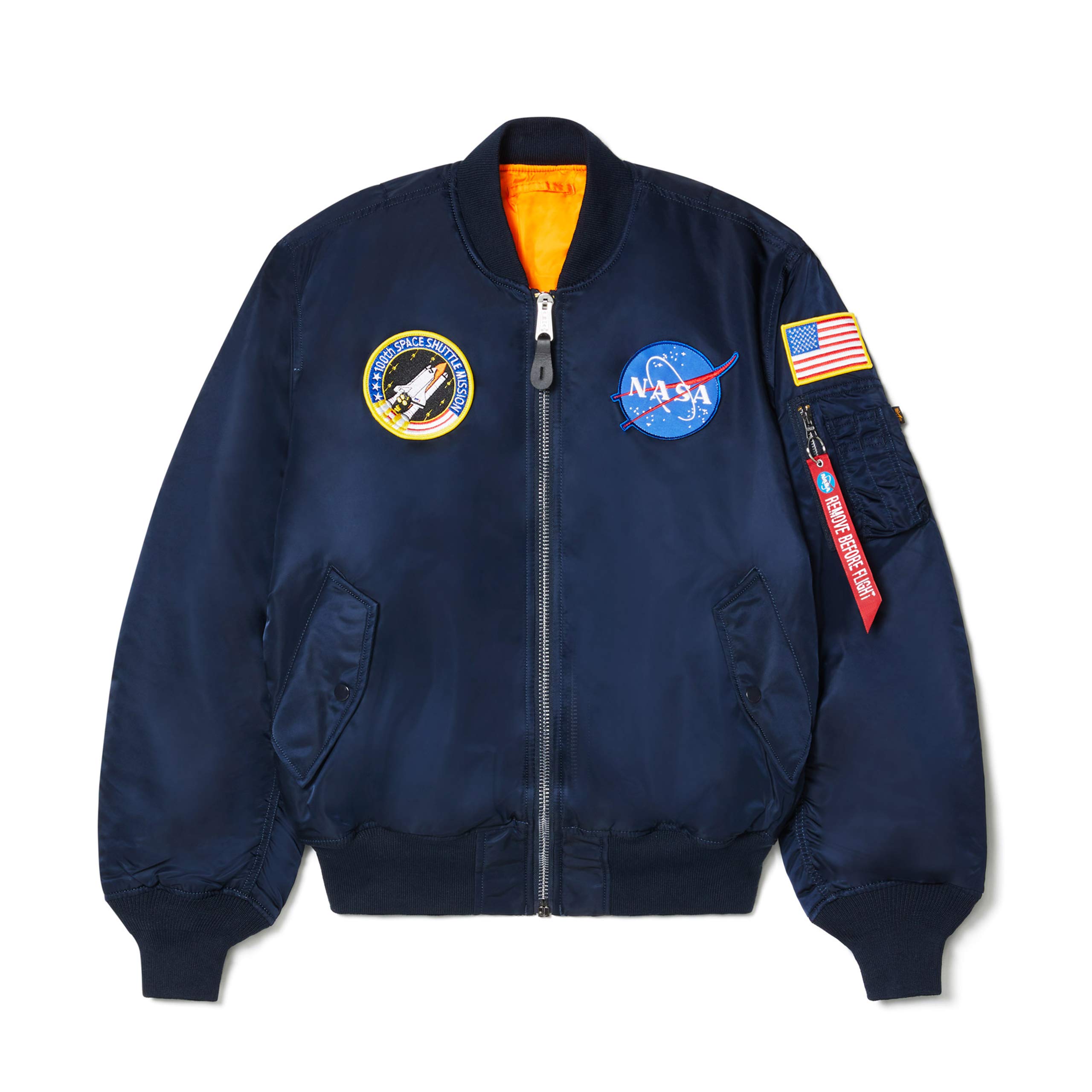 Alpha Industries MA-1 NASA Bomber Jacket - Men's Military Flight Jacket with Water-Resistant Nylon - Perfect for Aviation Enthusiasts & Streetwear Fashion
