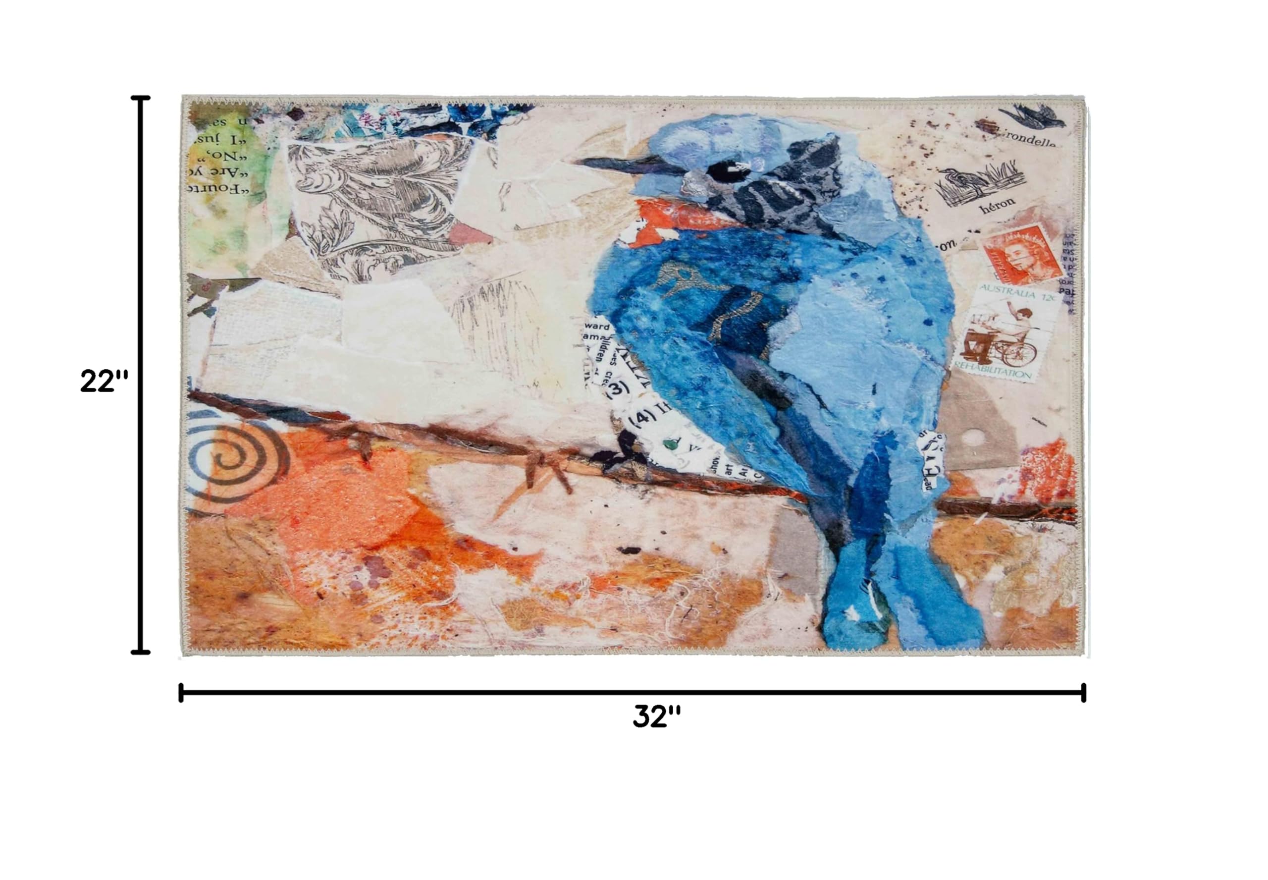 Bluebird Themed Area Rug 22x32 Inch - Olivia's Home Accent Rug for Backyard Decor, Bird Lover Gift, Living Room & Bedroom Floor Mat