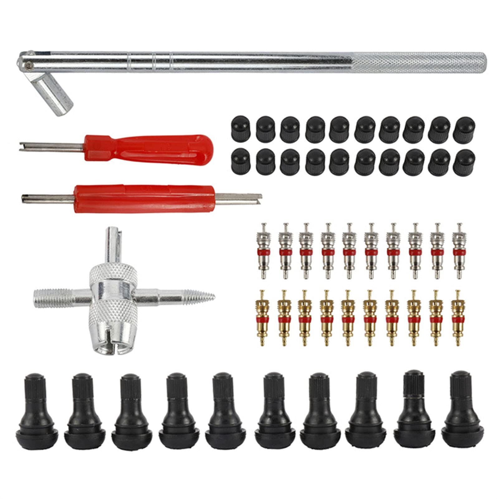 54Pcs Tire Valve Stem Installation & Removal Tool Kit - Car Valve Core Puller & Repair Set for Easy Tire Maintenance at Home or On the Road