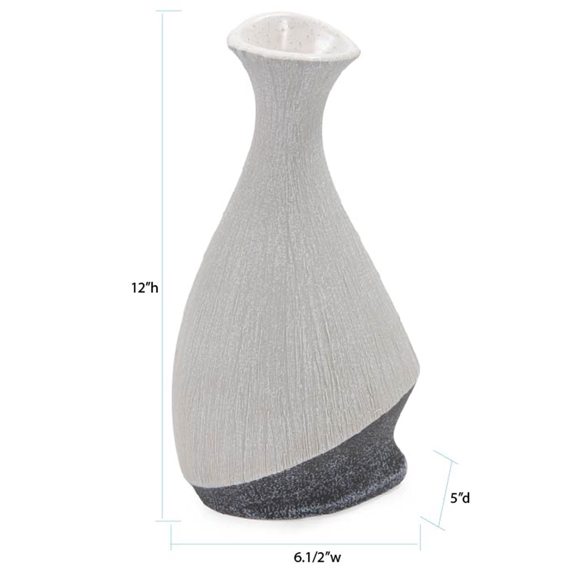 Howard Elliot Balance Large Two-Toned Gray and White Ceramic Vase - Modern Rustic Home Decor, Wedding Centerpiece, Bookshelf & Tabletop Decor, Gift Idea for Housewarming & Parties (6.5
