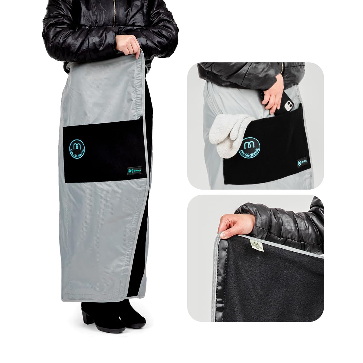 Mozy Wearable & Weatherproof Outdoor Blanket - Lower Body Thermal Wrap for Superior Warmth | Perfect for Camping, Hiking, and Winter Sports | Waterproof & Windproof Travel Blanket
