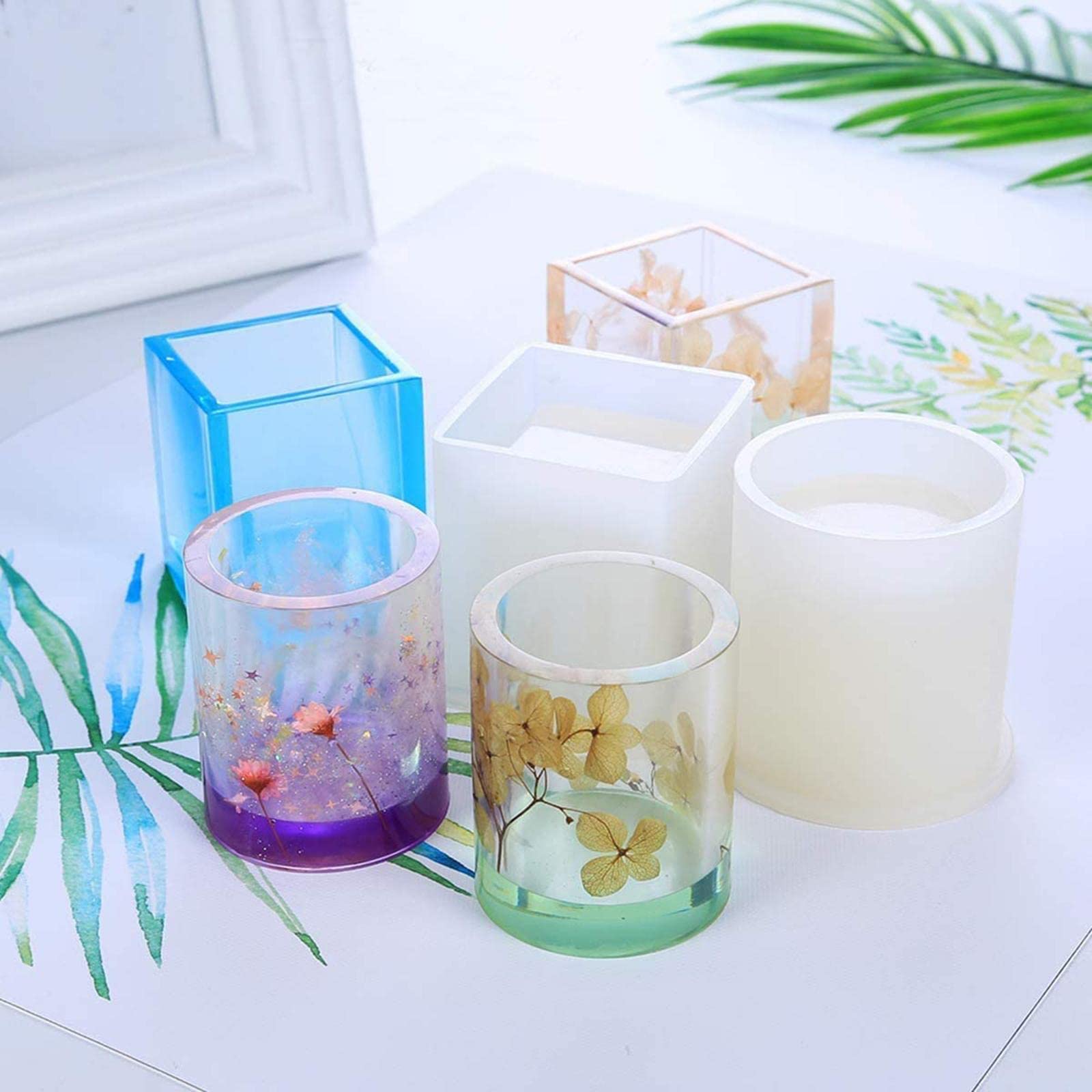 Premium Silicone Resin Casting Molds for DIY Candle Making, Soap Molds, Epoxy Resin Crafts - Reusable Multi-Purpose Molds for Home Decor, Wedding Favors & Gift Making (Set of 6)