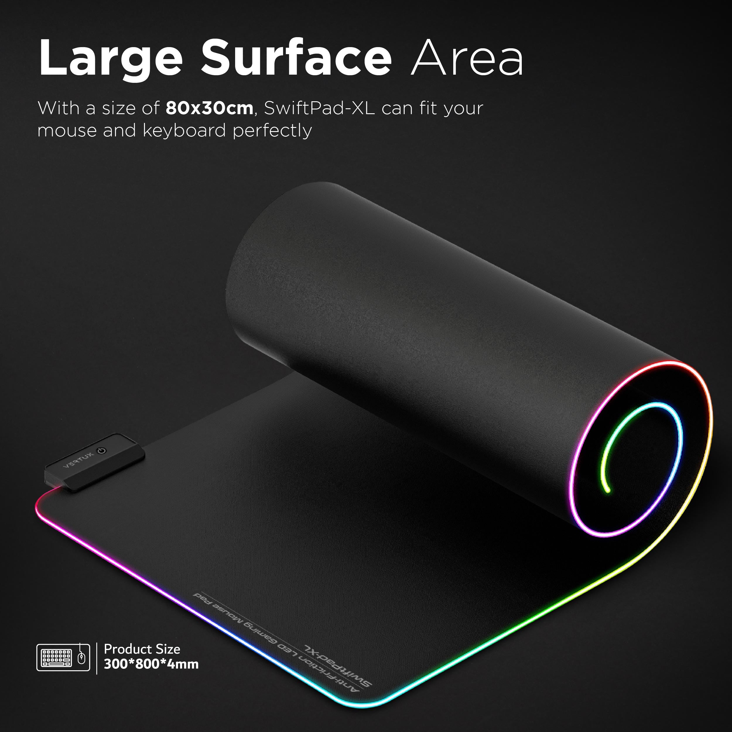 Game Immersion™ Smooth Scrolling RGB LED Gaming Mouse Pad - Large Extended Non-Slip Surface for PC, Laptop, Computer - Perfect for Gaming, Office Work & Streaming Setup