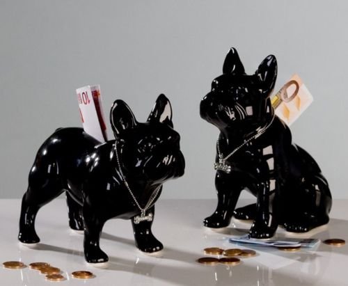Laure TERRIER Ceramic French Bulldog Piggy Bank - Standing Black Dog Money Box (7.8 Inches) - Perfect for Kids Savings, Home Decor & Gift Ideas
