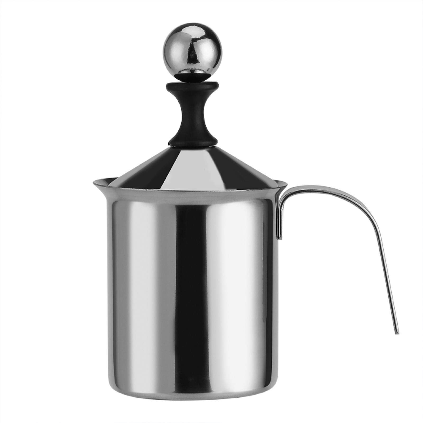 Premium Stainless Steel Manual Milk Frother with Double Mesh - 400ml Handheld Coffee Foamer for Cappuccino, Latte & Hot Chocolate - Perfect for Home Baristas & Coffee Lovers