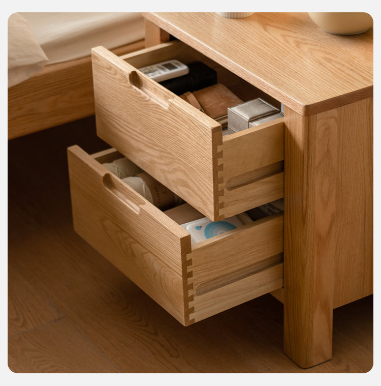 Solid Oak Wood Nightstand with Drawer - Rustic Bedside Table for Bedroom, Living Room & Office - Durable & Stylish Furniture for Home Decor