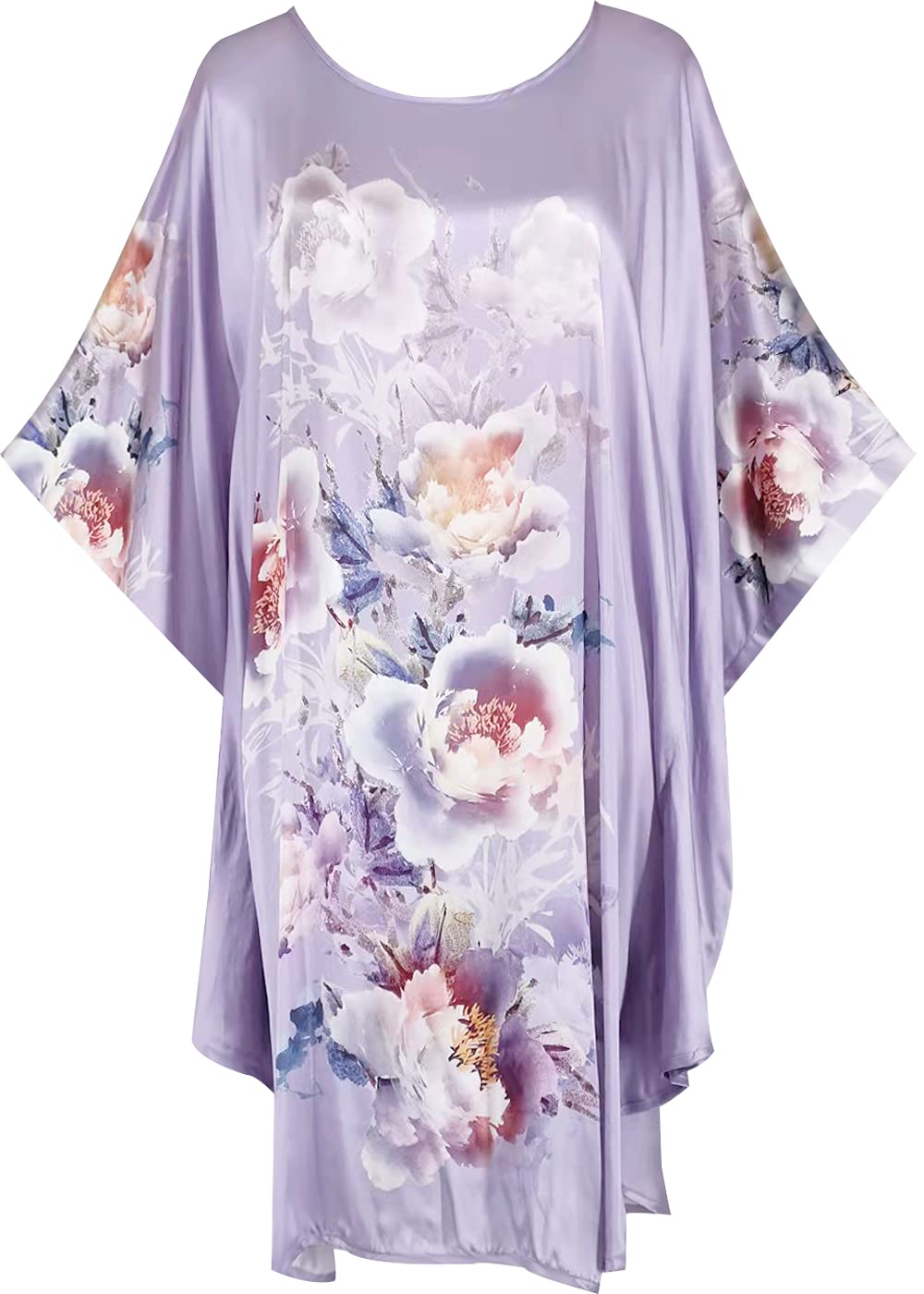 Luxury 100% Silk Pajamas for Women | Floral Print Silk Kimono Robe & Bathrobe with Doll Sleeves - Perfect for Spa Days, Bridal Showers & Relaxing at Home