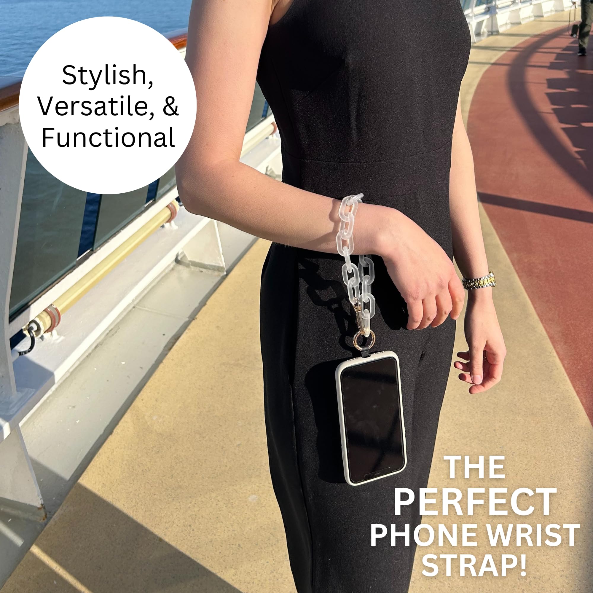 Clip and Go Stylish Phone Lanyard Crossbody with Wallet for Women – Adjustable Gold Pouch Chain Strap, Hands-Free Carrying for Shopping, Travel, and Daily Use